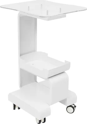 Produktbild von Salon Rollwagen - Friseurwagen - Metall & Acryl, Ablage und Korb, 4 PolyurethanRollen, Tragkraft 15 kg, Höhe 76 cm - Weiß