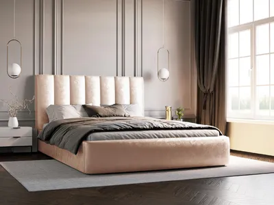 Produktbild von ADIDAR Polsterbett Larsonn 180x200cm – Holzrahmen, Bettkasten, Lattenrost - Stilvolles Design, Lieferung inkl. - (Beige - IKOO 1)