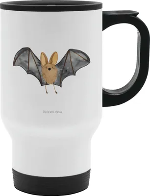 Produktbild von Mr. & Mrs. Panda Thermobecher Fledermaus Flügel - Weiß - Geschenk, To Go Becher, thermosbecher, Kaffeebecher, Mehrwegbecher, Tiere