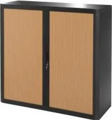 Produktbild von Rollladenschrank easyoffice BxTxH 86x37,5x104cm schwarz/buche