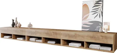 Produktbild von MIRJAN24 TV-Lowboard A300, TV-Tisch mit 3 Klappe, Stehend / Hängend, Wohnzimmer TV-Scharnk (Farbe: Kastanien Breslau, ohne Beleuchtung)