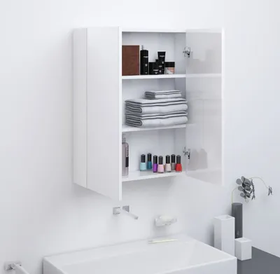 Obrázek produktu pro The Living Store Koupelnová zrcadlová skříňka 60x15x75 cm MDF lesklá bílá
