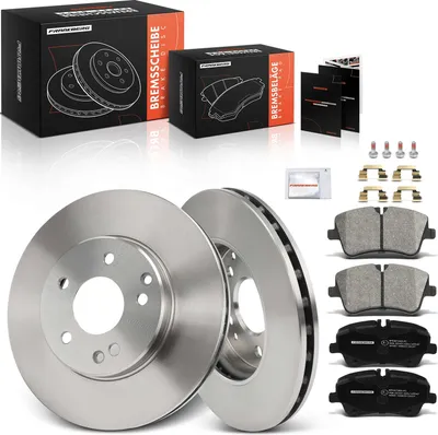 Produktbild von Frankberg 2x Bremsscheiben 4x Bremsbeläge Vorderachse für Mercedes-Benz W203 CL203 S203 C209 A209 R171