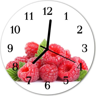 Produktbild von Glasuhr Wanduhr Küchenuhr Echt-Glas 30fi cm Himbeeren rosa
