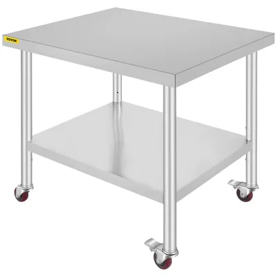 Immagine prodotto di Tavolo da lavoro 91 x 76 x 82 cm tavolo da lavoro per catering in acciaio inox circa 160 kg per capacità di carico tavolo per preparazione cibi tavolo da lavoro commerciale per cucina bar restaurantar 4 piedini regolabili