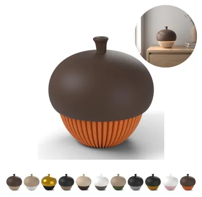Zdjęcie produktu dla Lampion na tealight LED Żołądź ok. 11,6 cm, z pokrywą, PLA – Pomarańczowy