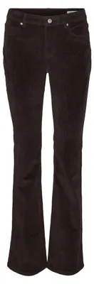 Image de VERO MODA - Pantalon en velours côtelé à jambes évasées, modèle Vmflash, couleur chocolat