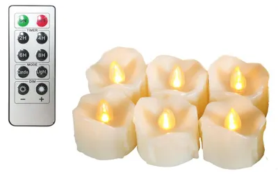 Obrázek produktu pro 6 LED svíček na baterie s časovačem a dálkovým ovládáním