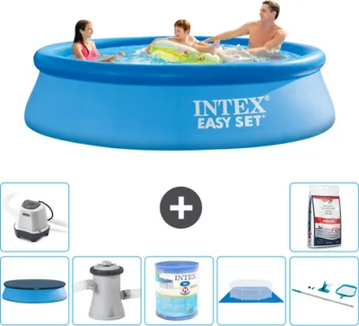 Produktbild von Intex runder aufblasbarer Easy Set-Pool – 305 x 76 cm – Blau – im Lieferumfang enthalten Abdeckung - Filterpumpe für Schwimmbad - Filter - Bodenplane - Reinigungskit - Salzwassersystem