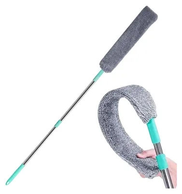 Produktbild von Mikrofaser-Staubbürste für die Reinigung unter Möbeln | Flacher Staubwedel mit Teleskopstange | Reinigungszubehör für Zuhause, Büro und schwer zugängliche Bereiche