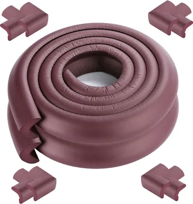 Obrázek produktu pro [2-pack] 2 metry dlouhý chránič hrany stolu Baby Proector + 8 rohů (hnědý) Měkký netoxický a šetrný k životnímu prostředí