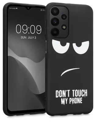 Produktbild von kwmobile Hülle kompatibel mit Samsung Galaxy A23 4G / 5G - Handyhülle Silikon Case - Don't touch my Phone Weiß Schwarz