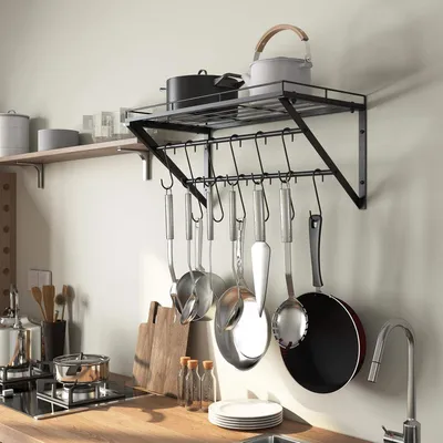 Produktbild von Metallenes Küchenregal - Küchenleiste, Wandmontage - 1 Stück - Silber - 60cm