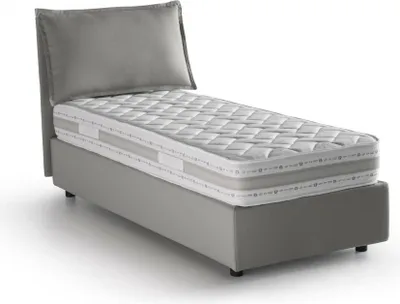 Produktbild von Einzelbett Dmangone, Containerbett mit Stoffbespannung, 100%  Italy, Seitliche–ffnung, inklusive Matratze 80x190 cm, Grau