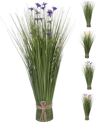 Produktbild von Kunstgrasstrauß mit Blumen 52 cm