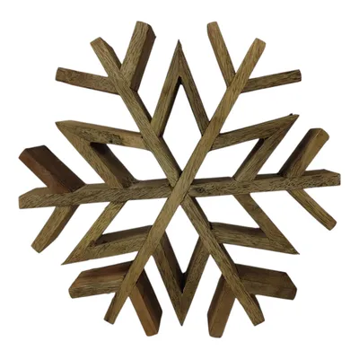 Produktbild von Weihnachtsfigur Deko-Schneeflocke aus Mangoholz Naturfarben 20 cm