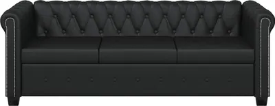 Produktbild von vidaXL Chesterfield-Sofa 3-Sitzer Kunstleder Schwarz