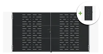 Produktbild von 3,5 m Stahl-Schwingtor NALI ARLBERG H.180 cm schwarz + 180 cm schwarzes Fußgängertor