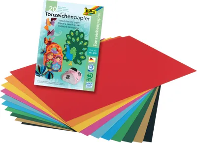 Produktbild von folia Tonpapier farbsortiert 130 g/qm 20 Blatt