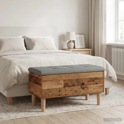 Produktbild von PUEAZU Aufbewahrungsbank mit Kissen Altholz 82 x 42 x 46 cm - Sitzbänke &64029