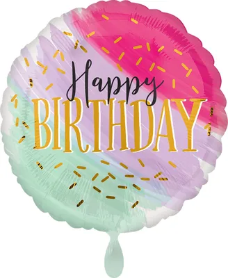 Produktbild von 1 Folienballon Happy Birthday Water Color ca 43 cm ungefüllt bunt Ballongas geeignet