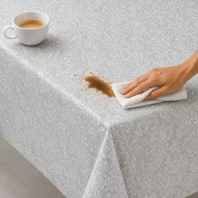Produktbild von Wachstuchtischdecke Blumen Frühling Sommer abwischbar 140 x 340 - 31342-weiße Blüten