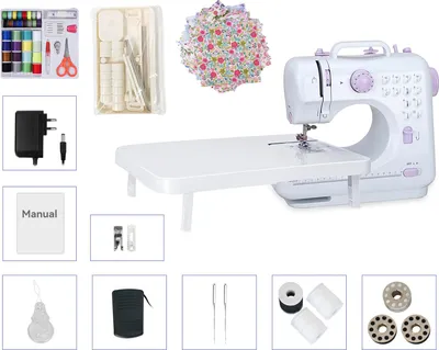 Obrázek produktu pro 505A Mini elektrický šicí stroj s 42dílnou šicí sadou + 25dílnou sadou na patchwork + držák nití EU zástrčka