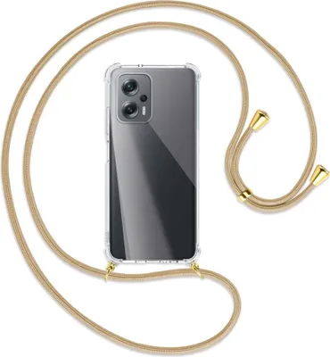 Produktbild von Handykette Backcover-Schutzhülle mit Band (Metall goldfarben) für Xiaomi Poco X4 GT - caramel
