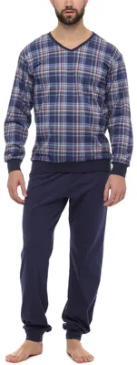 Image de Pyjama pour homme Timone TI30-107 (à carreaux bleus marine, taille M)