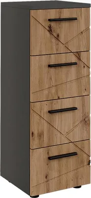 A tall, narrow chest of drawers with four drawers, presented against a white background.