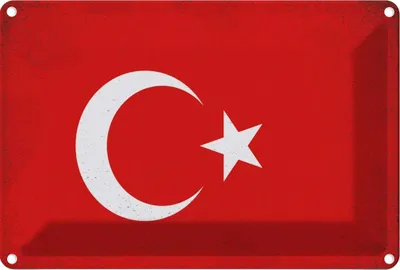 Produktbild von vianmo Blechschild 20x30 cm Türkei Turkey Vintage Flagge Fahne Wappen