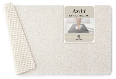 Productafbeelding van Badmat, getextureerd, wit, 61 x 40 cm, antislip, voor natte ruimtes