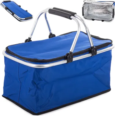 Produktbild von Alu Einkaufskorb Faltbar Picknick Korb Shoper Thermo-Picknickkorb Blau