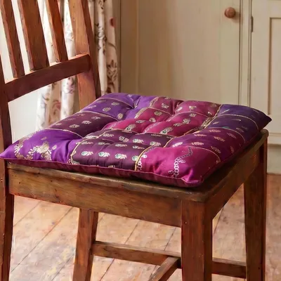 Produktbild von Orientalisches Brokat Steppkissen, Stuhlkissen 40*40 cm - Lila, Violett, Viskose, Zierkissen, Dekokissen, Sofakissen
