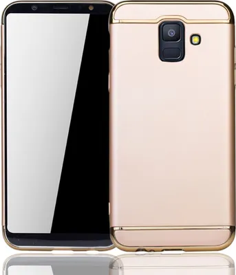 Produktbild von Handy Hülle Schutz Case für Samsung Galaxy A6 2018 Bumper 3 in 1 Cover Chrom Etui Gold