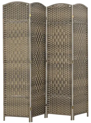 Image de Paravent 4 panneaux en bois tressé | Couleur : Marron | Dimensions : 180 x 1,7 x 180 cm