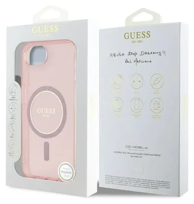 Obrázok produktu pre Guess - IML Glitter Circle MagSafe obal na iPhone 16e - ružový
