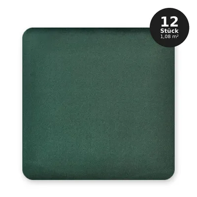 Produktbild von Polsterpaneele 30x30 cm - Set 12 Stück (1,08 m²) - Wandkissen gepolstert - quadratische Wandpaneele - Dunkelgrün