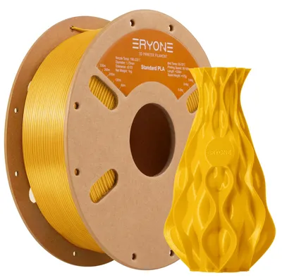 Zdjęcie produktu dla ERYONE, filament PLA, 1,75 mm, do drukarek 3D, dokładność wymiarowa +/- 0,03 mm, 1 kg/rolka, kolor: mango