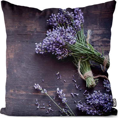 Produktbild von VOID Lavendelbund Holztisch Blumen Kissenbezug Kissenhülle sofa couch wohnzimmer dekoration wasserfest Outdoor Garten Kissen bezug deko
