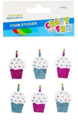 Zdjęcie produktu dla Ozdoba samoprzylepna babeczki 6szt - Craft with Fun
