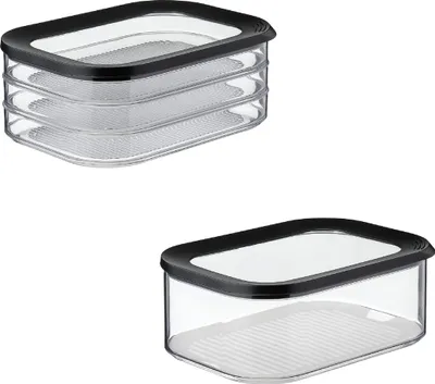 Produktbild von Mepal | Frischhaltedosen Set | Modula Meat and Cheese | ideal für Fleisch und Käse | transparentes Sichtfenster | stapelbar und platzsparend | Spülmaschinengeeignet & BPA frei | Nordic Black