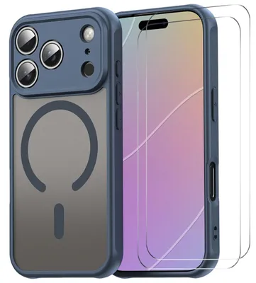 Obrázok produktu pre Puzdro MagSafe + 2 ochranné sklá pre Apple iPhone 17 Pro – ochrana fotoaparátu, matná modrá farba