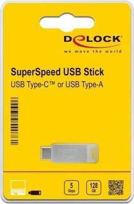 Obrázok produktu pre DeLOCK 54076, 128 GB, USB Type-A / USB Type-C, 3.2 Gen 1 (3.1 Gen 1), 71 MB/s, Kĺb, Strieborná