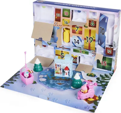 Produktbild von PAW Patrol Adventskalender 2021 mit 24 exklusiven Spielzeugfiguren und Zubehör, ab 3 Jahren, Box, Freistehend, Mehrfarbig