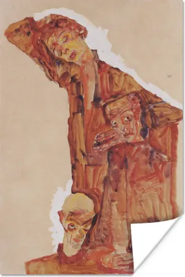 Produktbild von MuchoWow® Poster Selbstbildnis - Egon Schiele 80x120 cm - Papierdruck