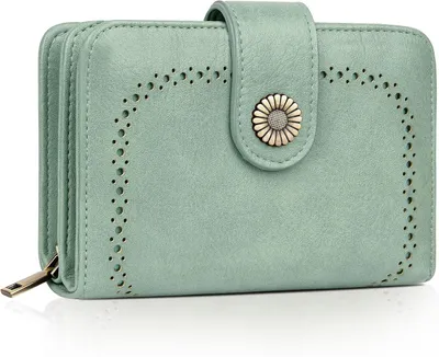 Produktbild von Damen Große Kapazität Kunstleder Vintage Portemonnaie Brieftasche Geldbörse Mittelgroß mit RFID-Blockierung und Mehreren Fächern Frauen