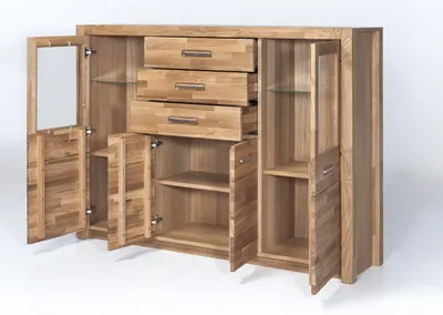 Produktbild von Highboard Hochkommode Wildeiche geölt - (4361)