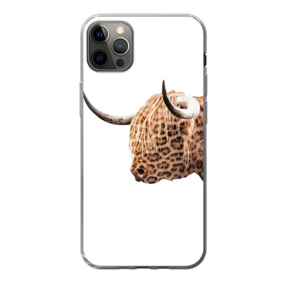 Produktbild von MuchoWow® Handyhülle Schutzhülle Hülle für iPhone 12 Pro Max Schottischer Highlander - Panther - Weiß Silikon Softcase Handy Hülle - Hartschale