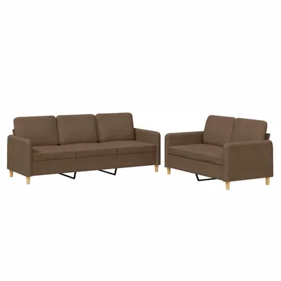 Produktbild von 2-tlg. Sofagarnitur mit Kissen Braun Stoff